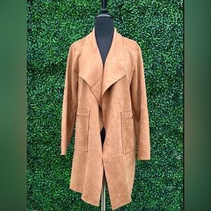 FAUX SUEDE LONG OPEN JACKET